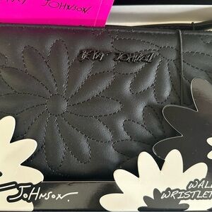 Betsey Johnson Black Quilted Floral Clutch